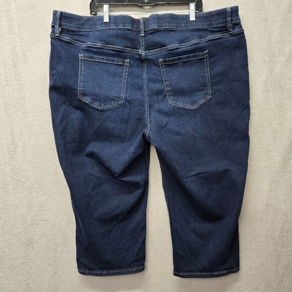 Liz Claiborne 22W Plus Size Jeans Sara Crop High Rise Stretchy Medium Wash Butto - Picture 7 of 8